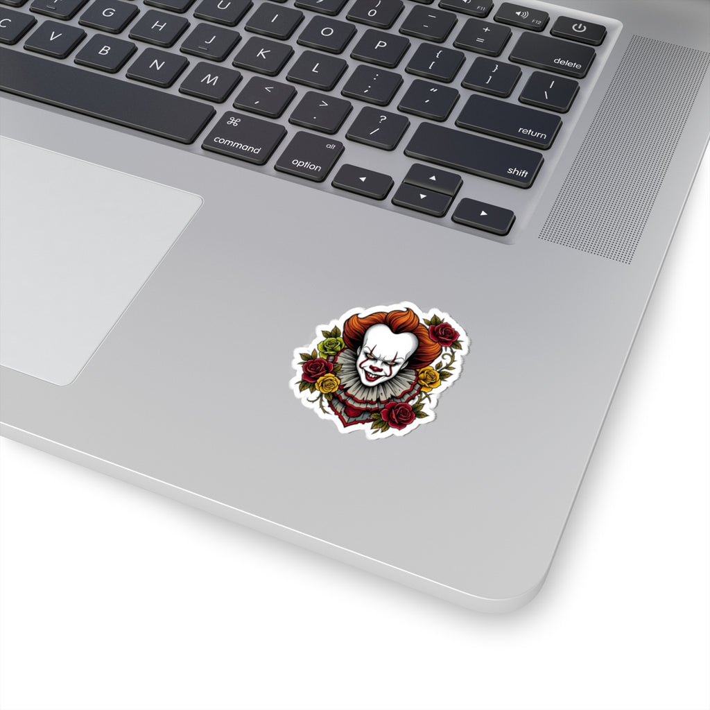 Sticker — Pennywise Horror Clown Floral Kiss-Cut Sticker (Creepy Rose Design)