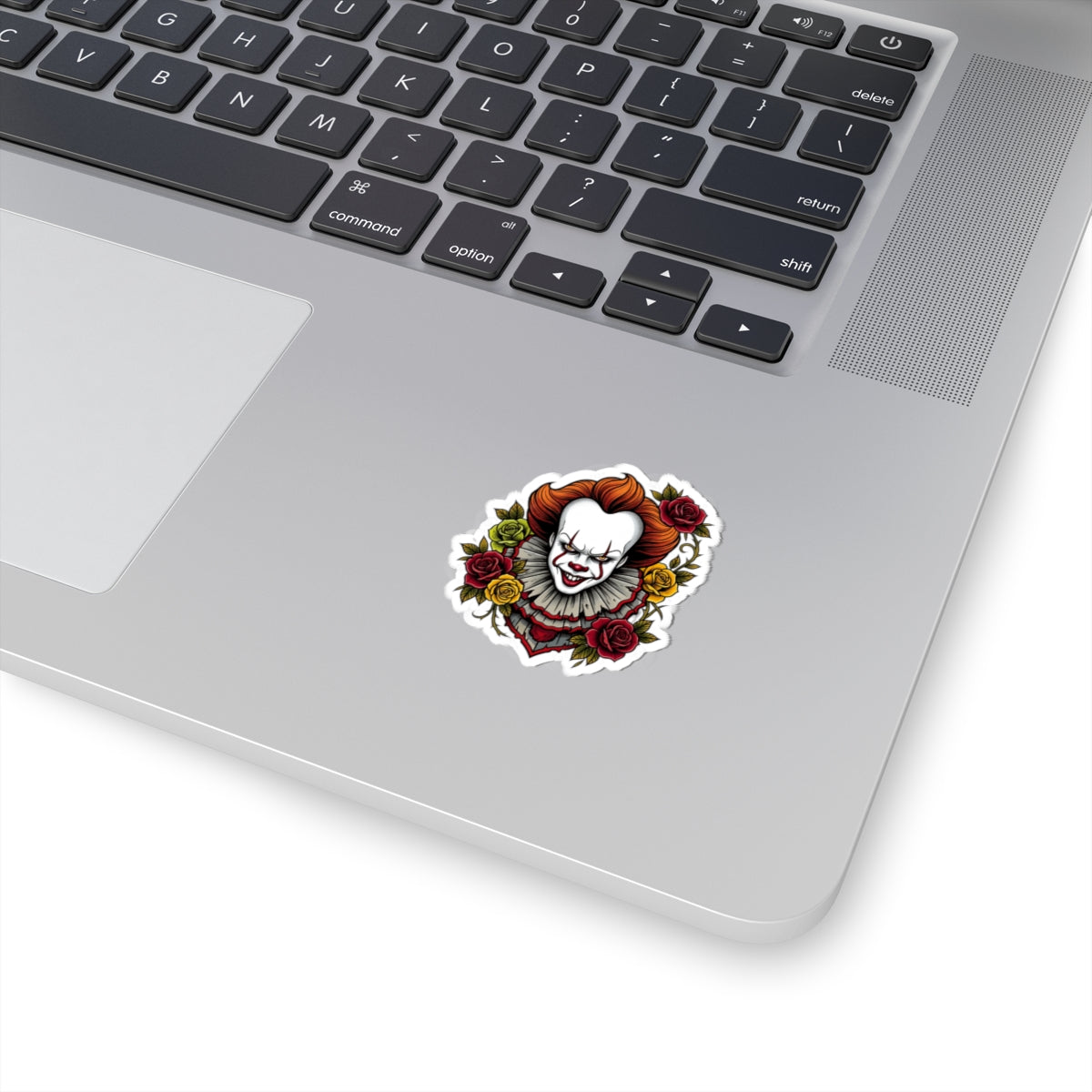 Sticker — Pennywise Horror Clown Floral Kiss-Cut Sticker (Creepy Rose Design)