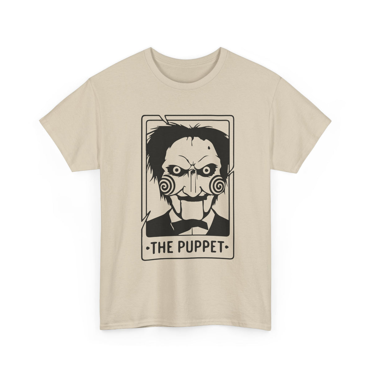 Horror Puppet Graphic Tee — "The Puppet" Vintage Creepy Mask T‑Shirt
