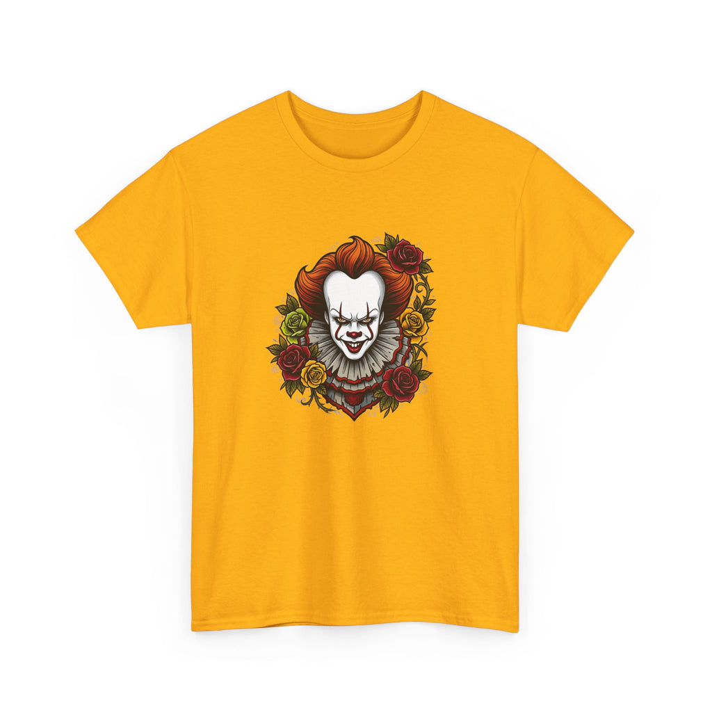 Horror Clown Tee — Pennywise Floral Portrait Graphic T-Shirt