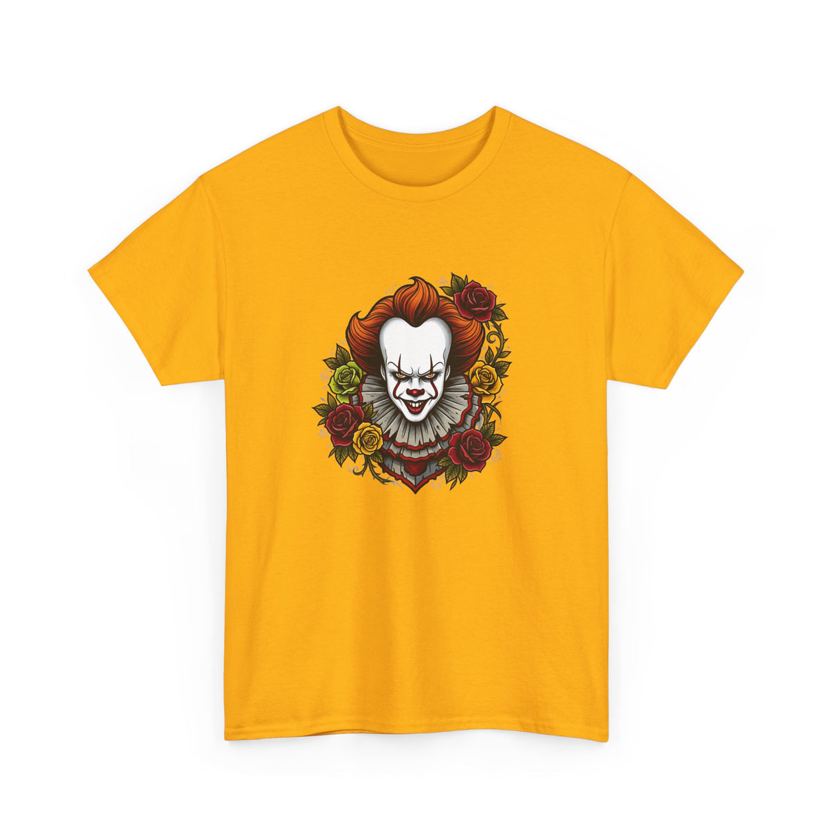Horror Clown Tee — Pennywise Floral Portrait Graphic T-Shirt