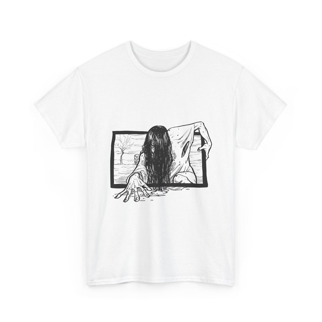 Horror Girl T‑Shirt — Creepy Window Ghost Graphic Tee