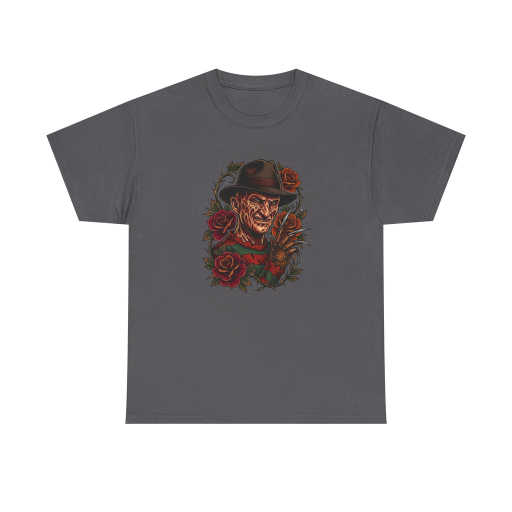 Horror Rose Tee — Vintage Freddy-Inspired Nightmare Skull Graphic T-Shirt