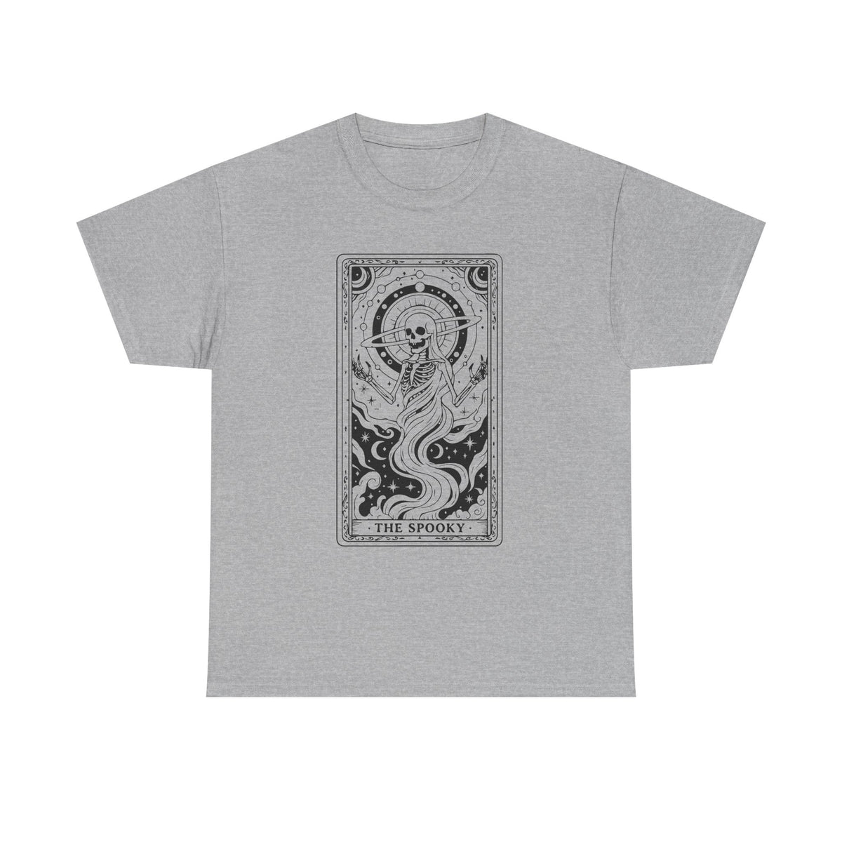 Tarot Skull Flame T‑Shirt — 'The Spooky' Gothic Graphic Tee