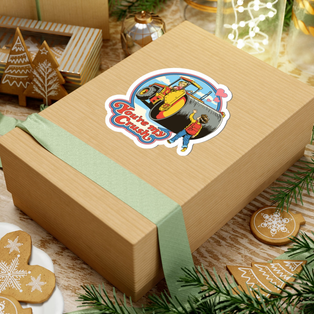 Retro 'You're My Crush' Kiss-Cut Sticker — Cute Steamroller Valentine Decor
