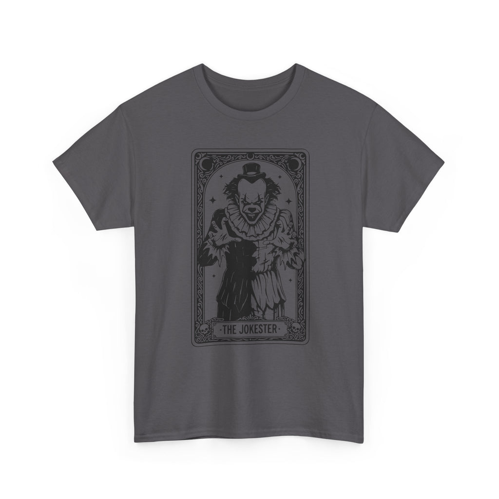 The Jokester Tarot Tee — Vintage Black & White Clown Graphic T‑Shirt