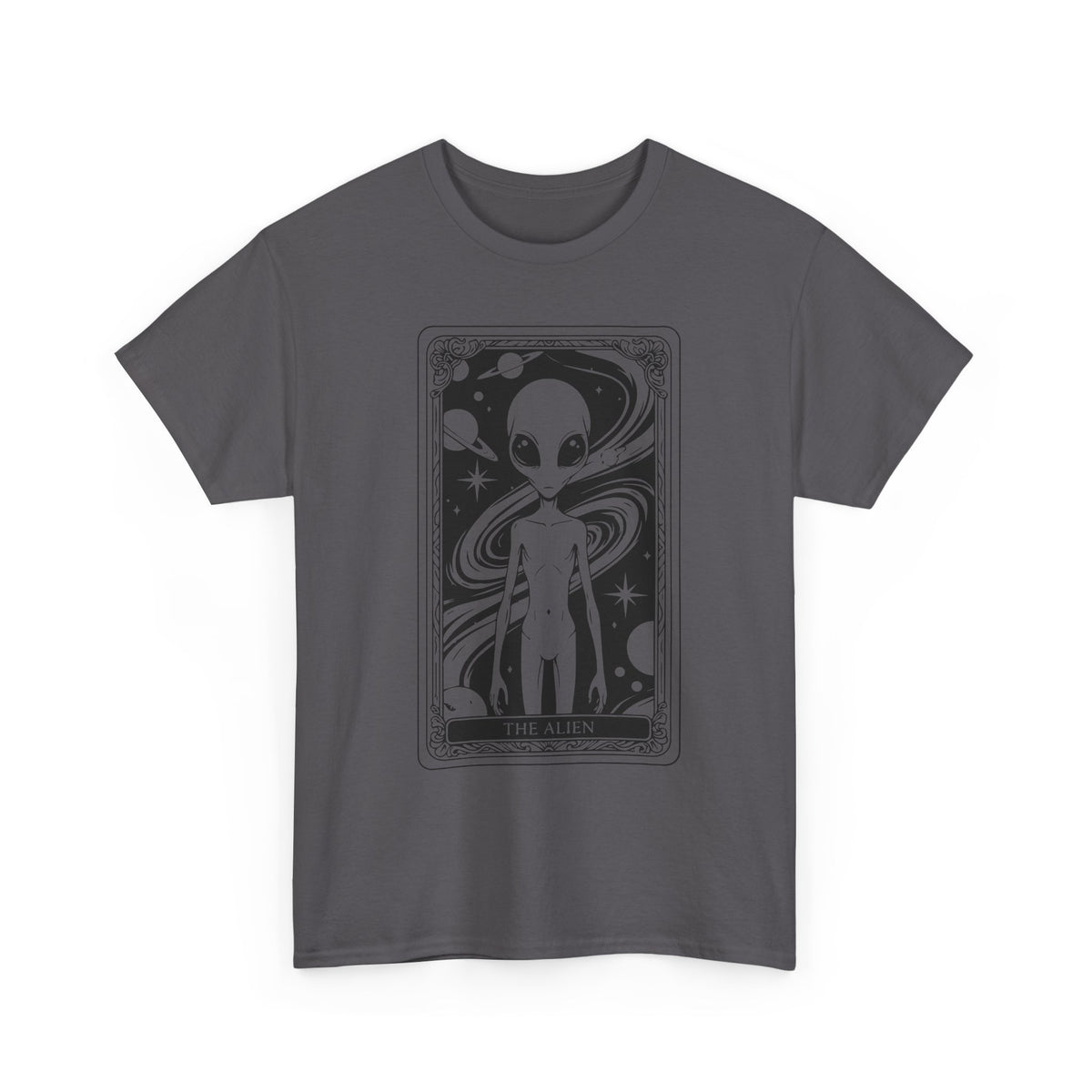 Alien Tarot Graphic Tee — Cosmic Space Alien Illustration Shirt
