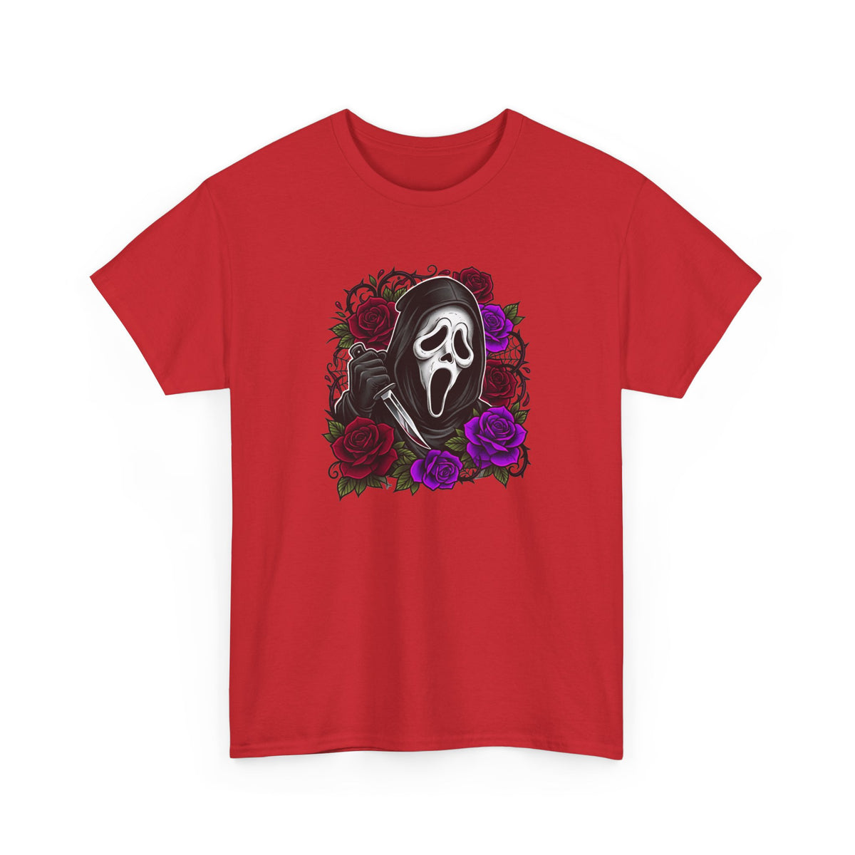 Scream Mask Roses T-Shirt — Gothic Horror Graphic Tee