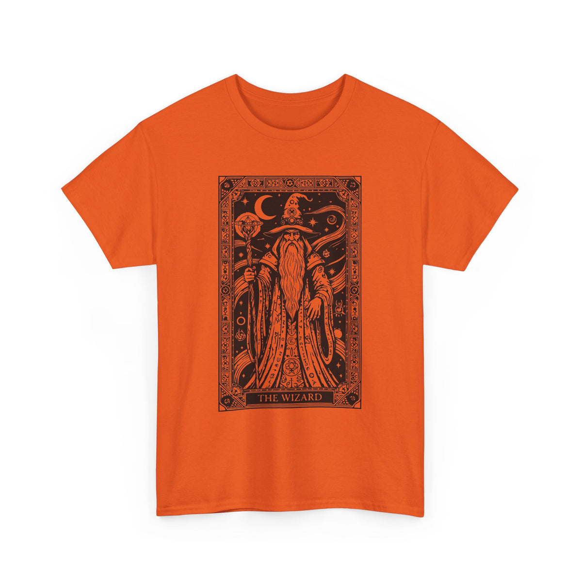 Tarot Wizard T-Shirt — Mystic Moon & Stars Occult Graphic Tee