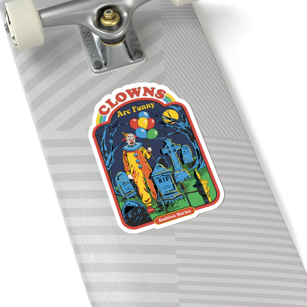 Sticker — “Clowns Are Funny” Retro Horror Graveyard Kiss-Cut Sticker