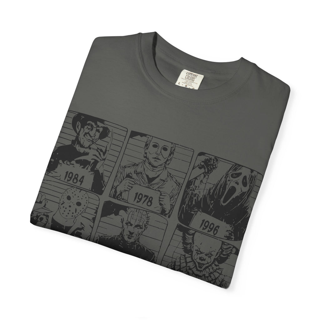 Horror Manga Years Grid T-Shirt — Vintage Anime Faces 1973–2002