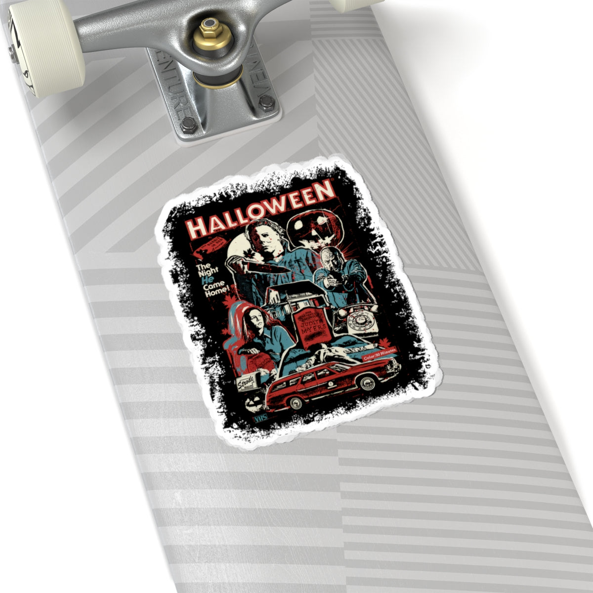 Halloween Horror Collage Kiss-Cut Sticker — Michael Myers Retro Movie Poster Design