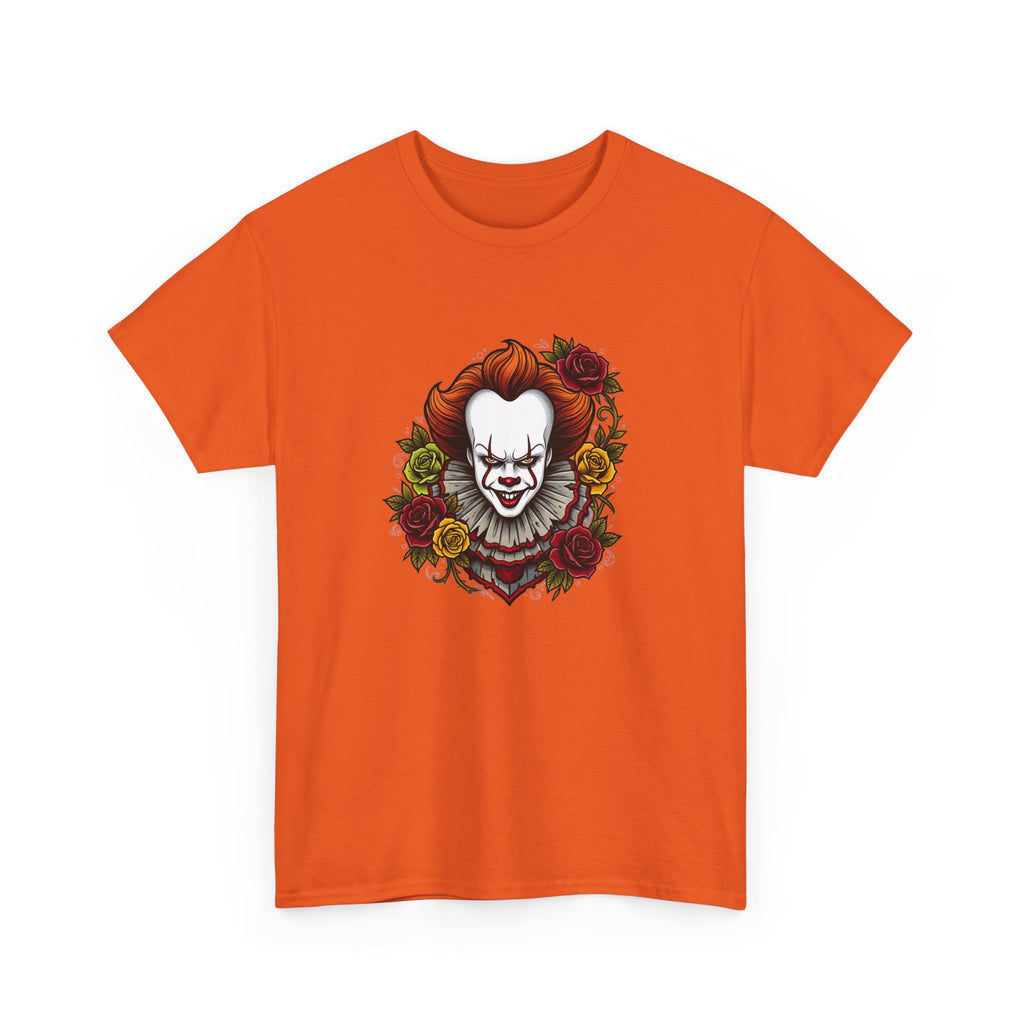 Horror Clown Tee — Pennywise Floral Portrait Graphic T-Shirt