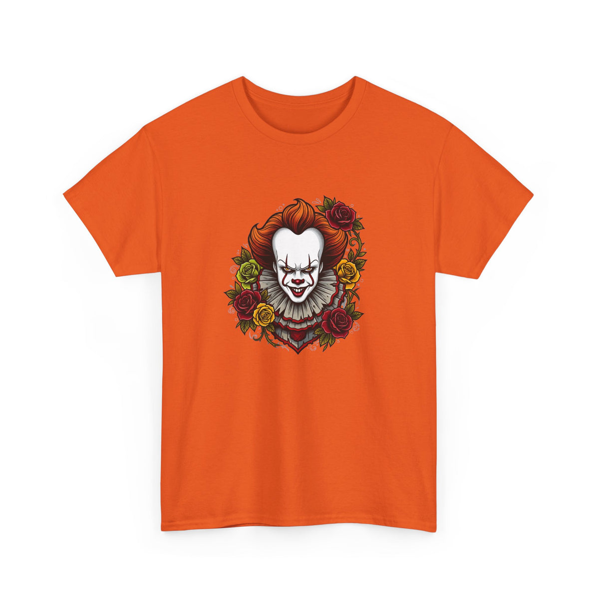Horror Clown Tee — Pennywise Floral Portrait Graphic T-Shirt