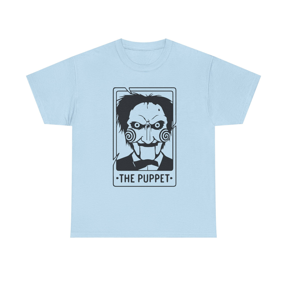 Horror Puppet Graphic Tee — "The Puppet" Vintage Creepy Mask T‑Shirt