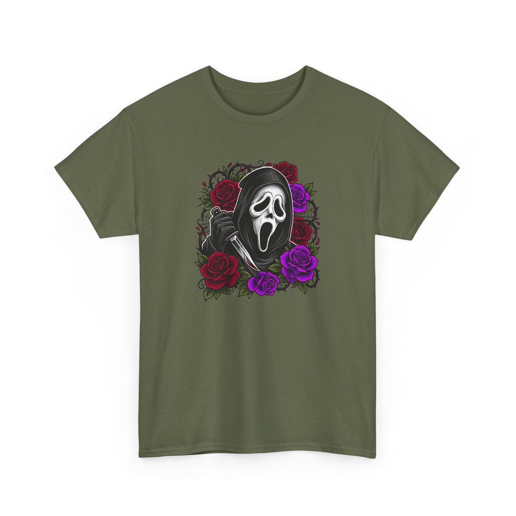 Scream Mask Roses T-Shirt — Gothic Horror Graphic Tee