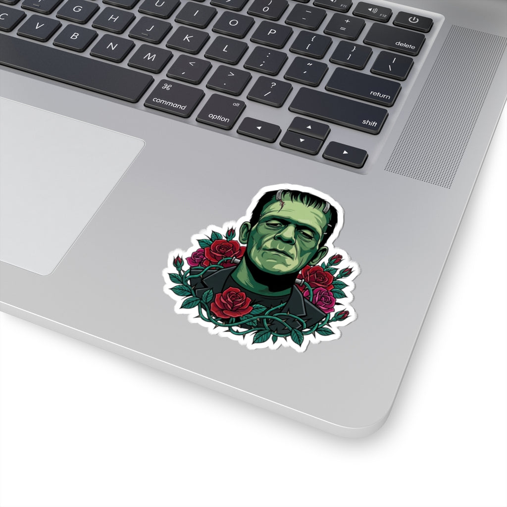 Frankenstein Rose Kiss-Cut Sticker — Gothic Horror Laptop Decal