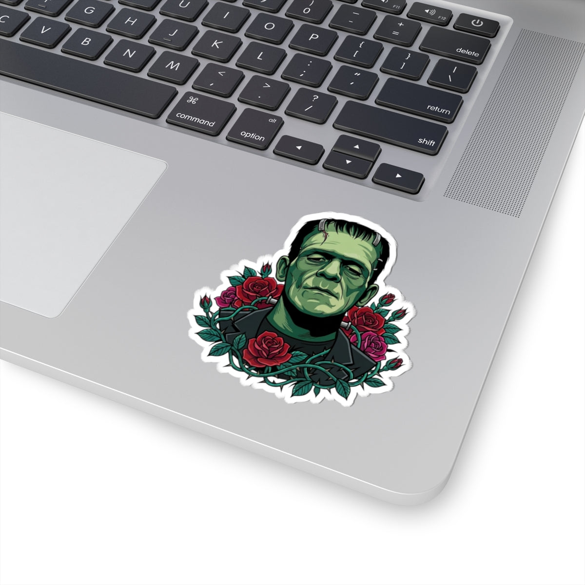 Frankenstein Rose Kiss-Cut Sticker — Gothic Horror Laptop Decal