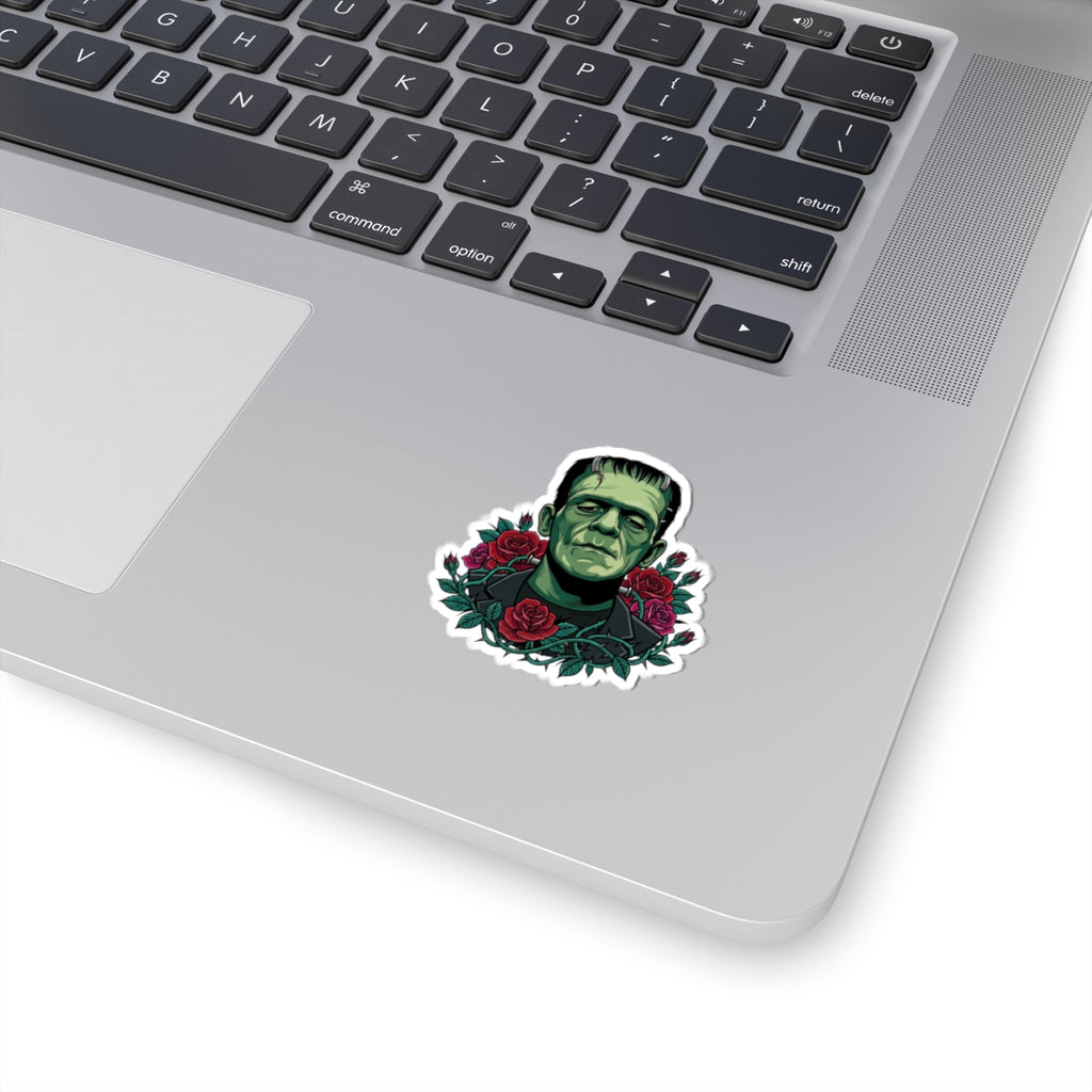 Frankenstein Rose Kiss-Cut Sticker — Gothic Horror Laptop Decal