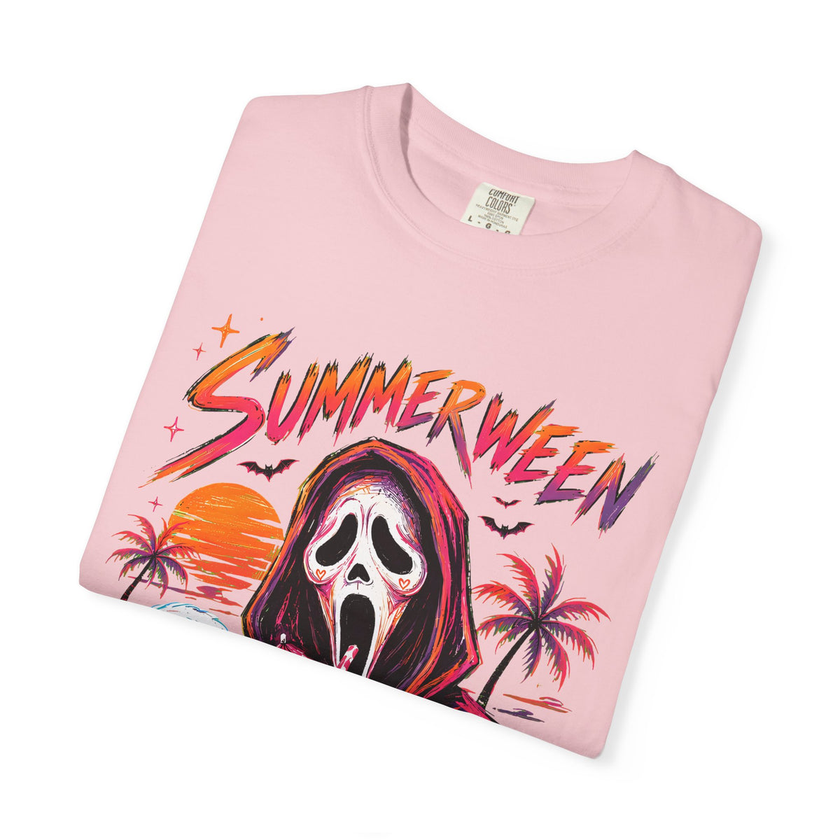 Summerween T-Shirt — Retro Horror Scream Mask Pumpkin Tee