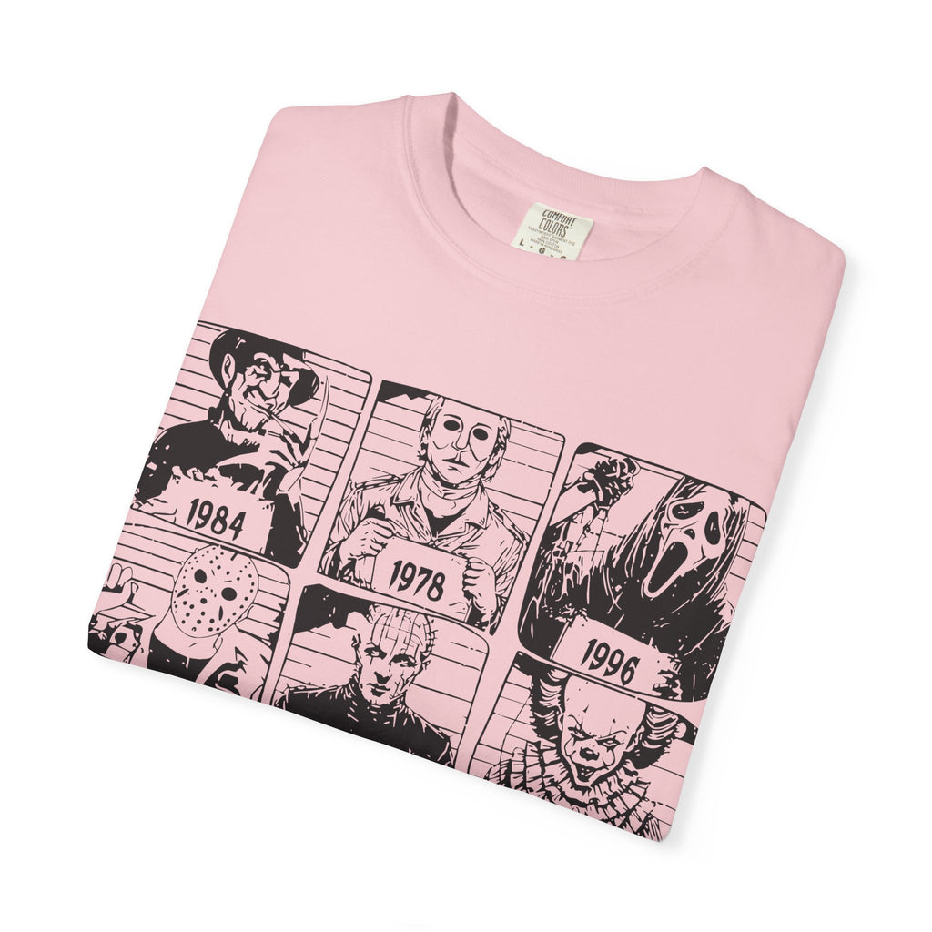 Horror Manga Years Grid T-Shirt — Vintage Anime Faces 1973–2002