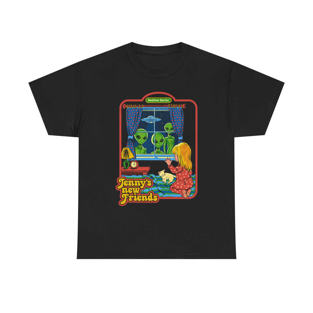 Vintage Kid & Aliens Tee — "Jenny's New Friends" Retro Graphic T-Shirt