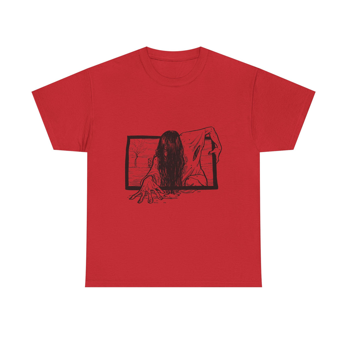 Horror Girl T‑Shirt — Creepy Window Ghost Graphic Tee
