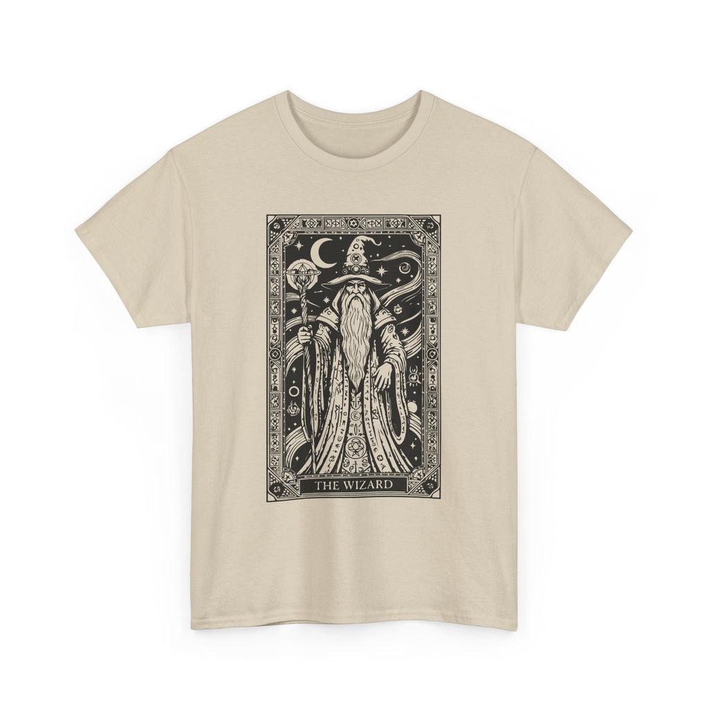 Tarot Wizard T-Shirt — Mystic Moon & Stars Occult Graphic Tee