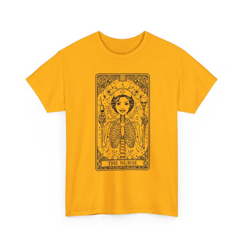 Tarot Nurse Graphic Tee — 'The Nurse' Skeleton Card T-Shirt
