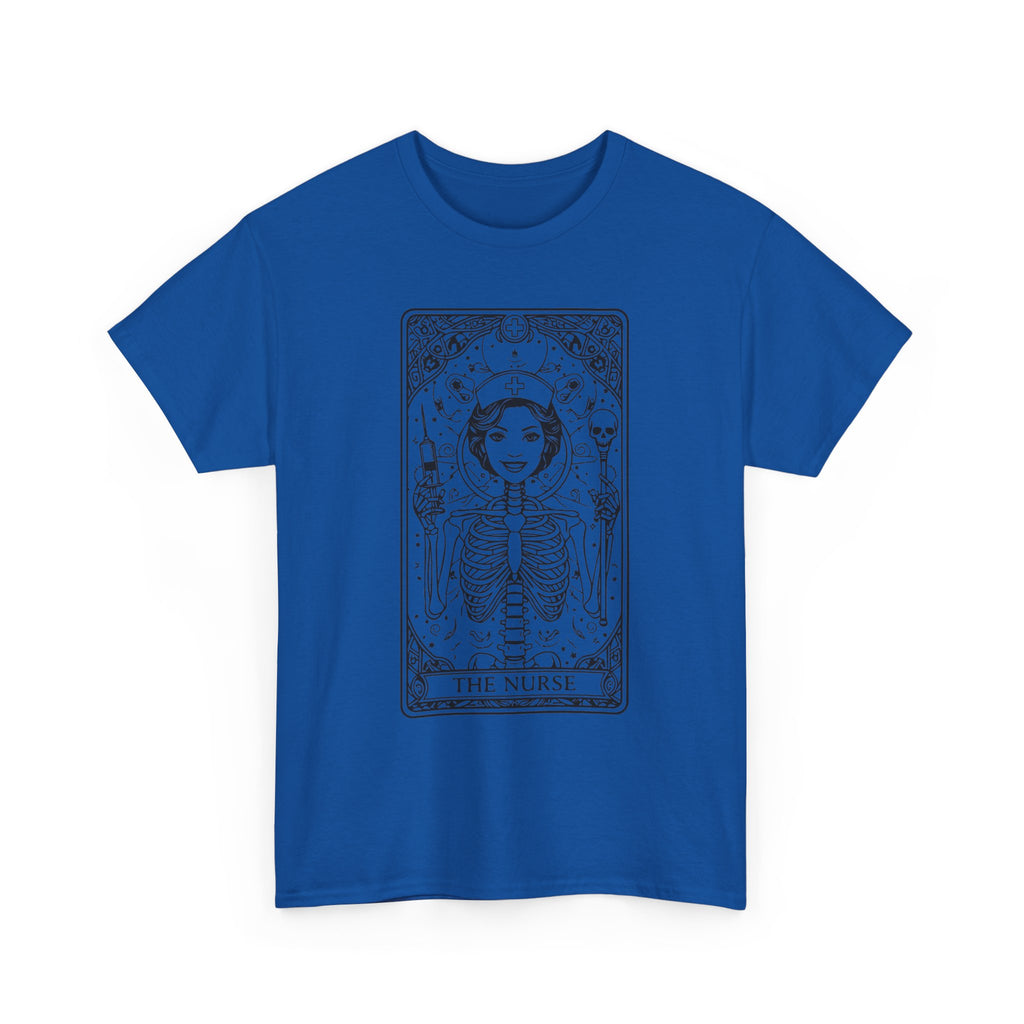 Tarot Nurse Graphic Tee — 'The Nurse' Skeleton Card T-Shirt
