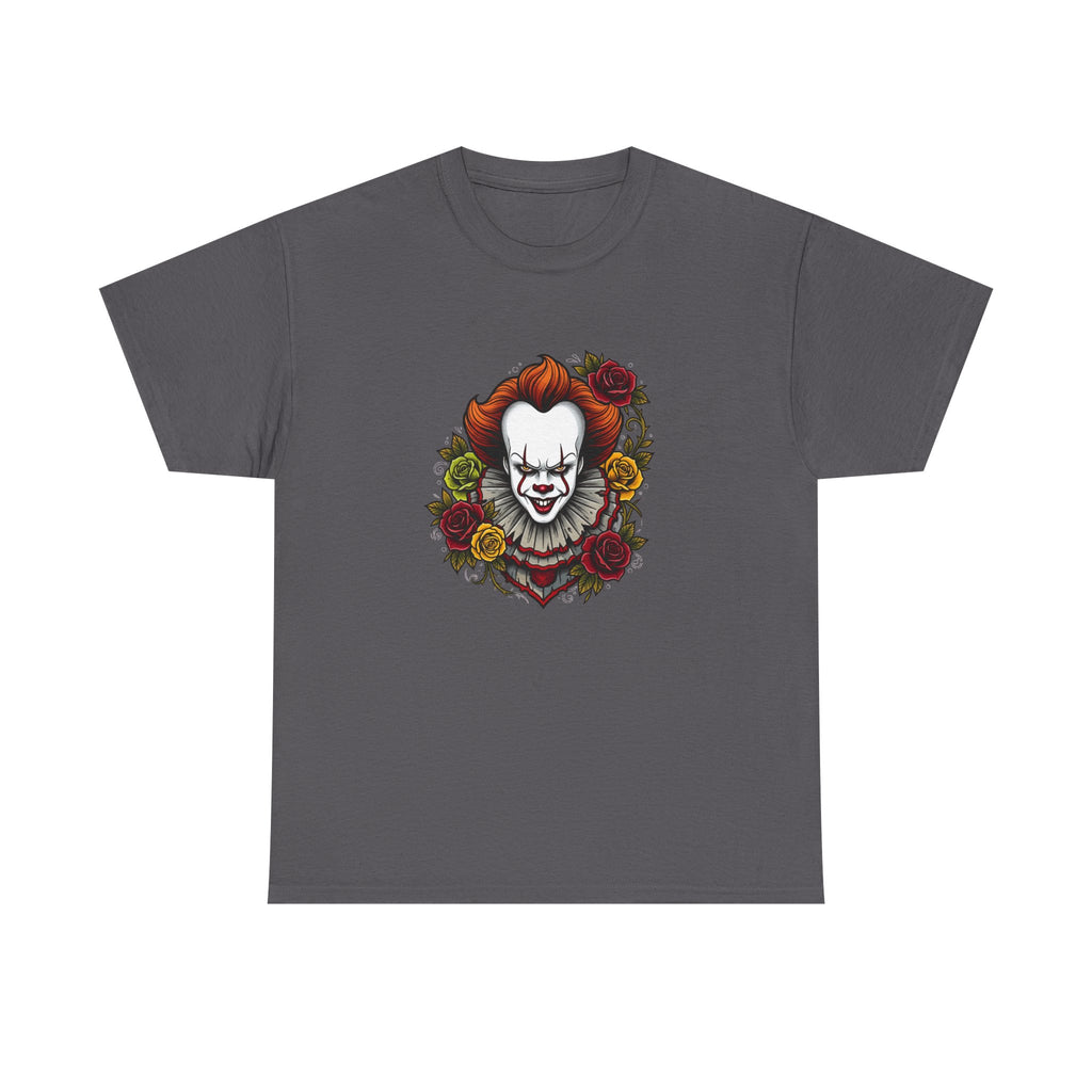 Horror Clown Tee — Pennywise Floral Portrait Graphic T-Shirt