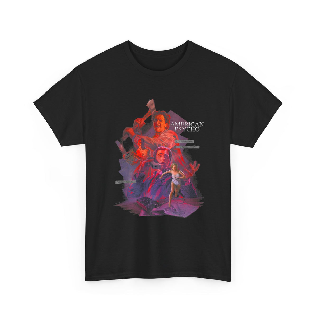 T-Shirt — 'American Psycho' Neon Collage Graphic Tee