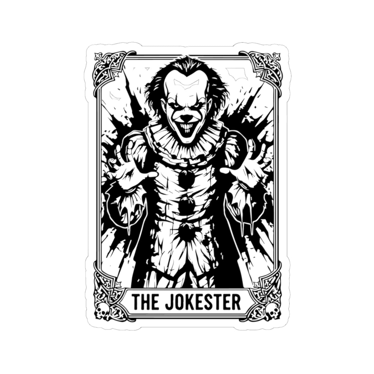 The Jokester Horror Sticker — Creepy Clown Kiss-Cut Sticker for Laptops & Skateboards