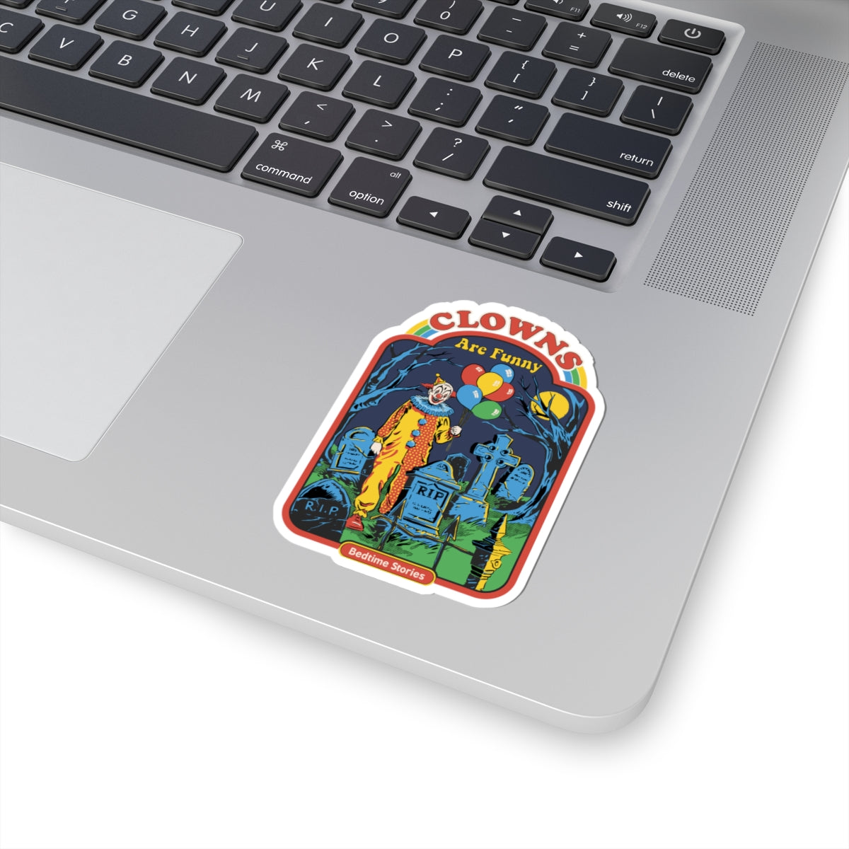 Sticker — “Clowns Are Funny” Retro Horror Graveyard Kiss-Cut Sticker