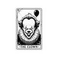 Horror Clown Kiss-Cut Sticker — “The Clown” Tarot Card Design