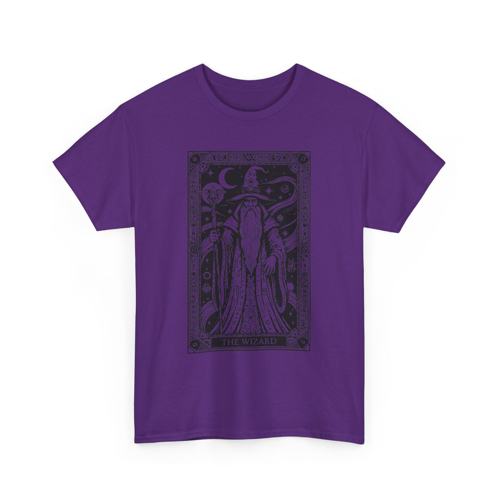 Tarot Wizard T-Shirt — Mystic Moon & Stars Occult Graphic Tee