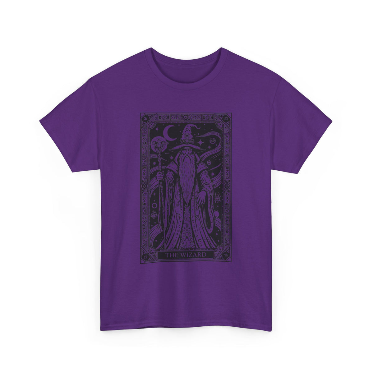 Tarot Wizard T-Shirt — Mystic Moon & Stars Occult Graphic Tee
