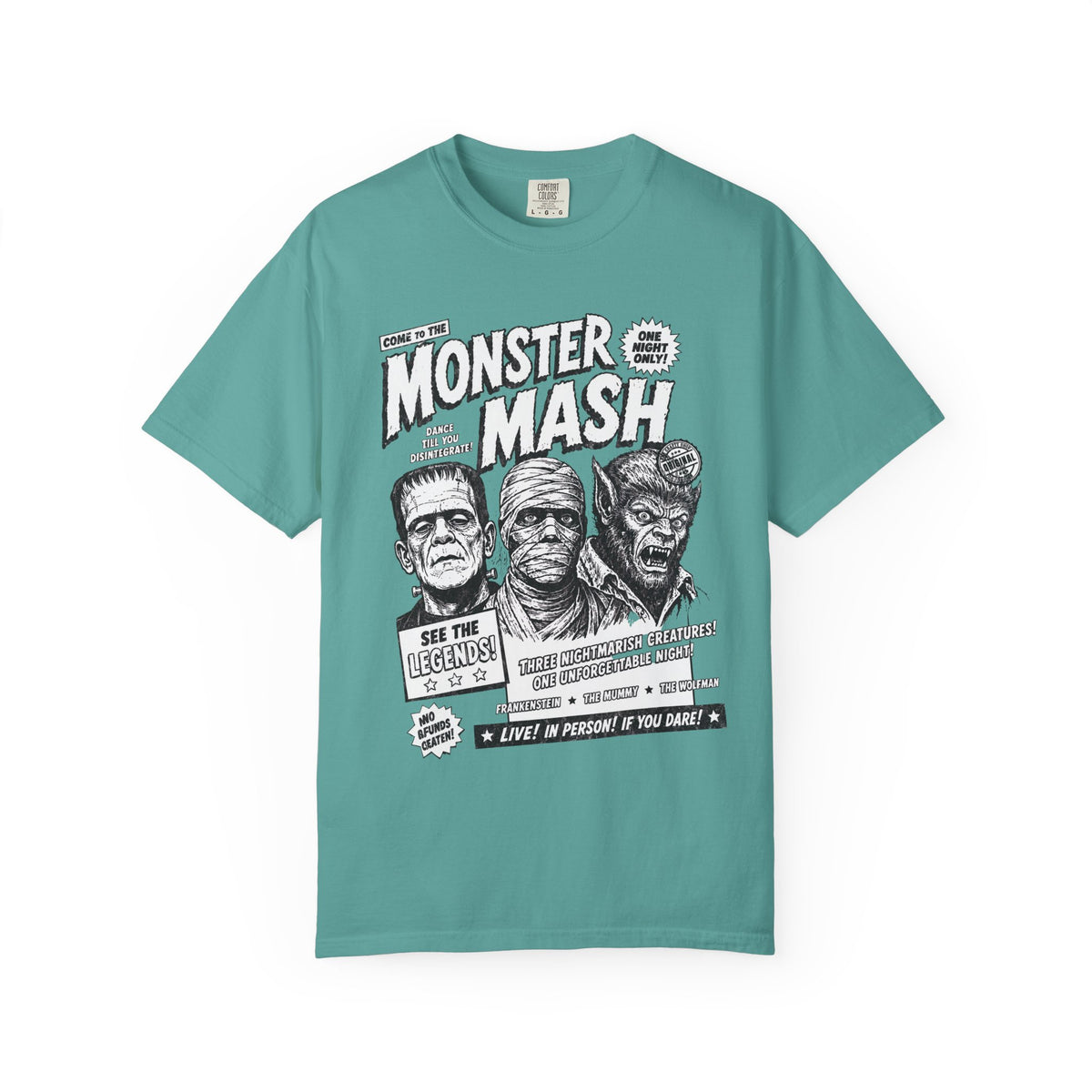Monster Mash Vintage Horror T-Shirt — Retro Frankenstein Wolfman Mummy Concert Poster