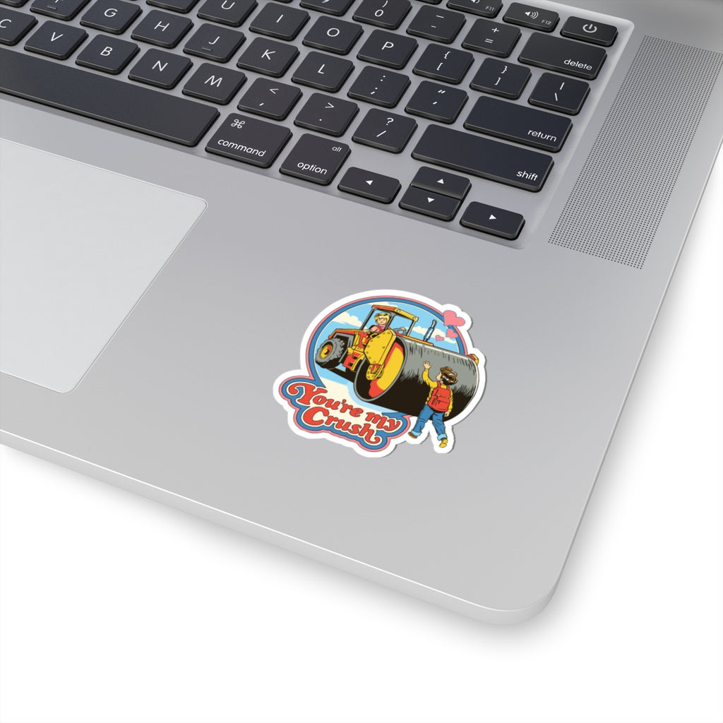 Retro 'You're My Crush' Kiss-Cut Sticker — Cute Steamroller Valentine Decor