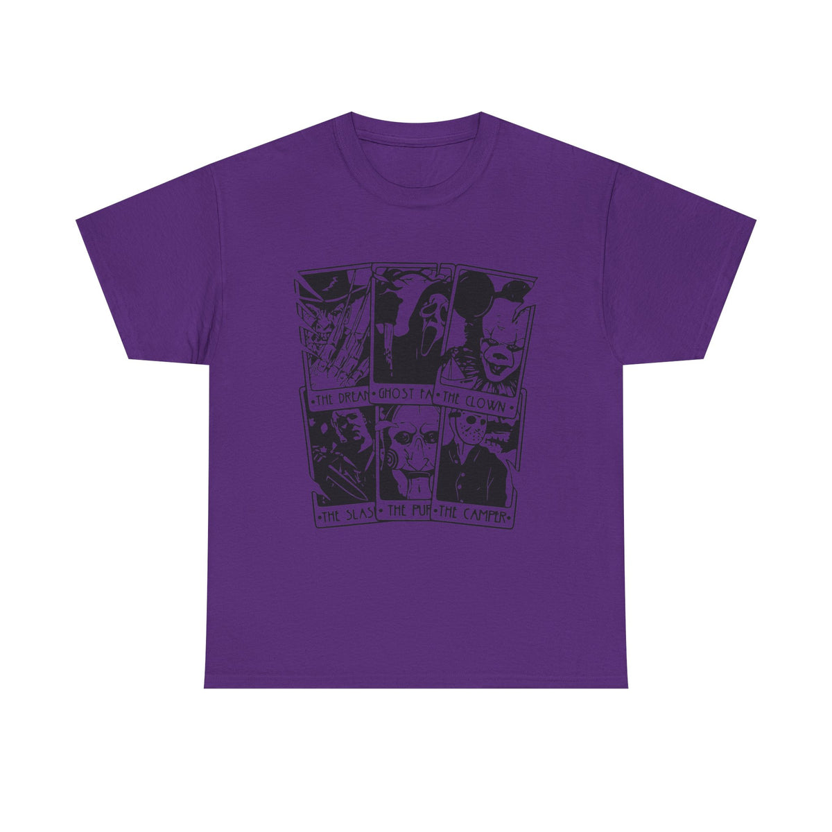 Horror Comic Panel T-Shirt — Ghost, Clown & Skull Graphic Tee