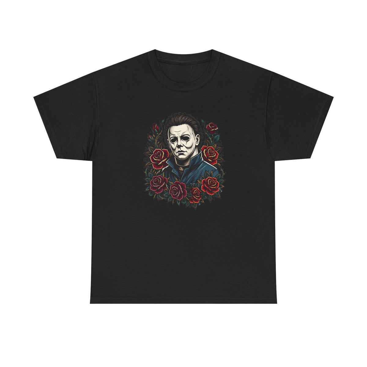 Horror Mask & Roses T‑Shirt