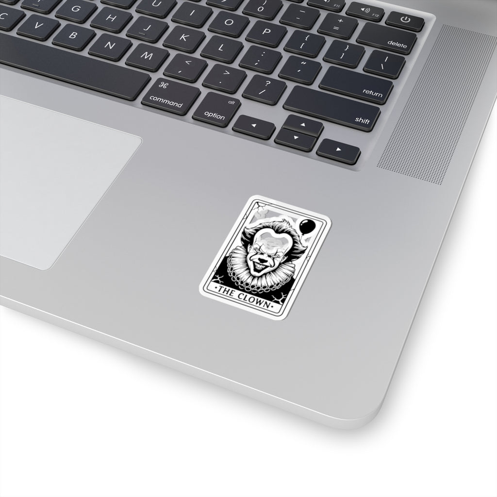 Horror Clown Kiss-Cut Sticker — “The Clown” Tarot Card Design