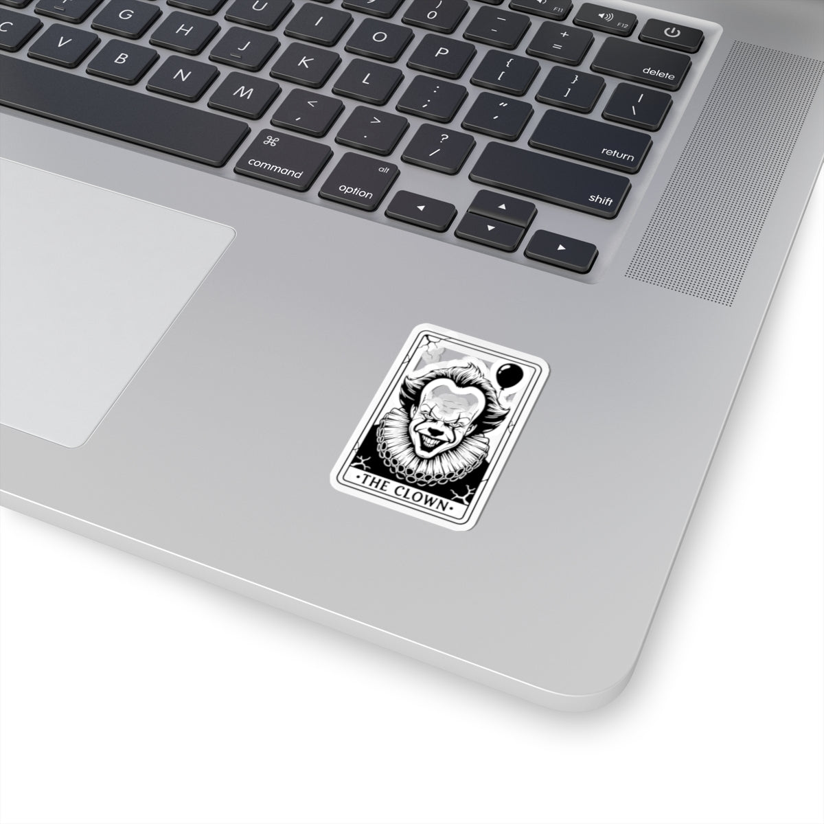 Horror Clown Kiss-Cut Sticker — “The Clown” Tarot Card Design