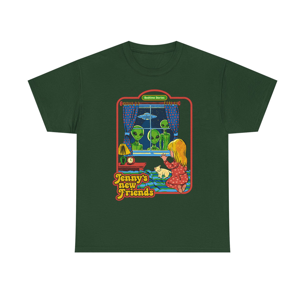 Vintage Kid & Aliens Tee — "Jenny's New Friends" Retro Graphic T-Shirt
