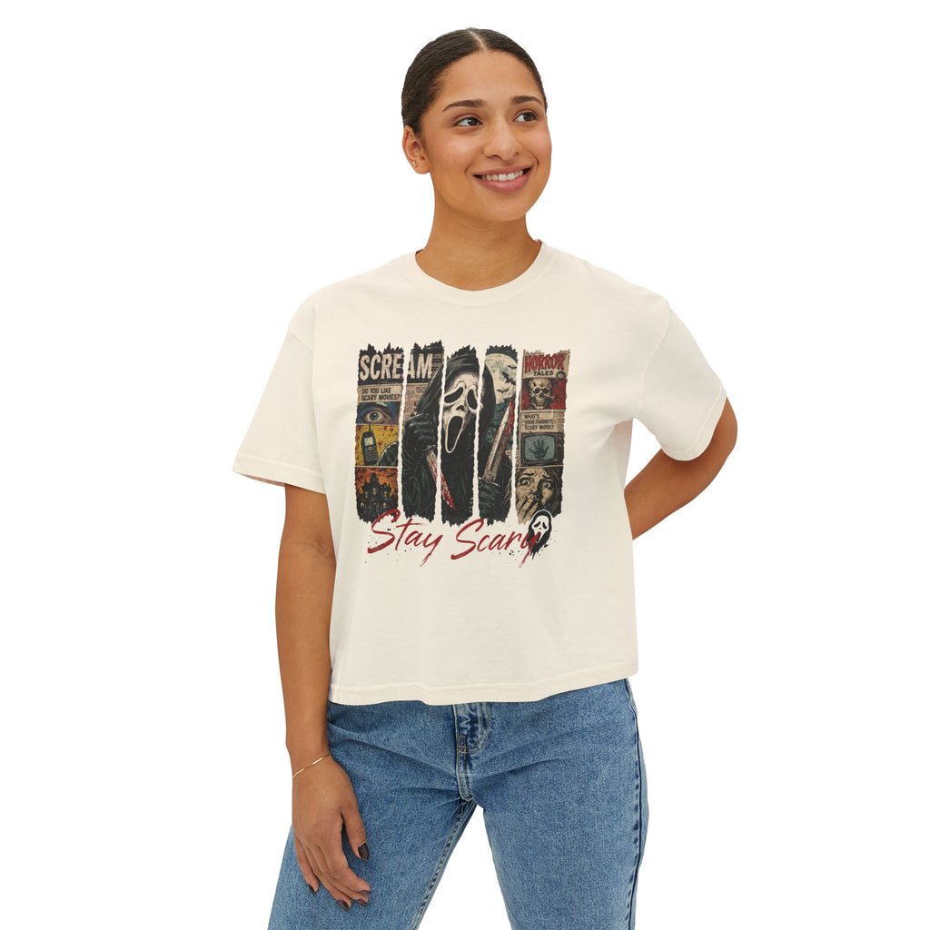 Stay Scary Scream Graphic Women's Boxy Tee