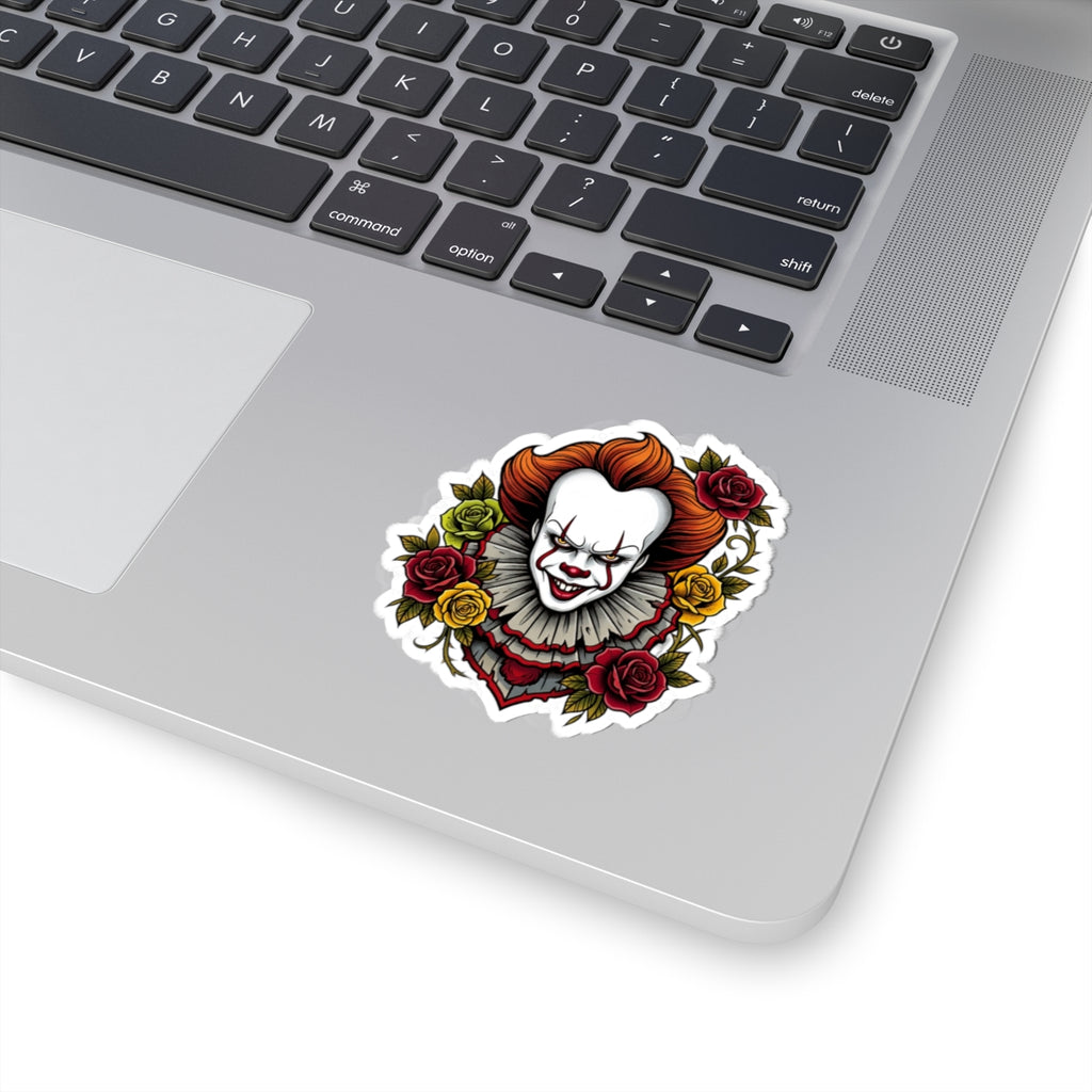 Sticker — Pennywise Horror Clown Floral Kiss-Cut Sticker (Creepy Rose Design)