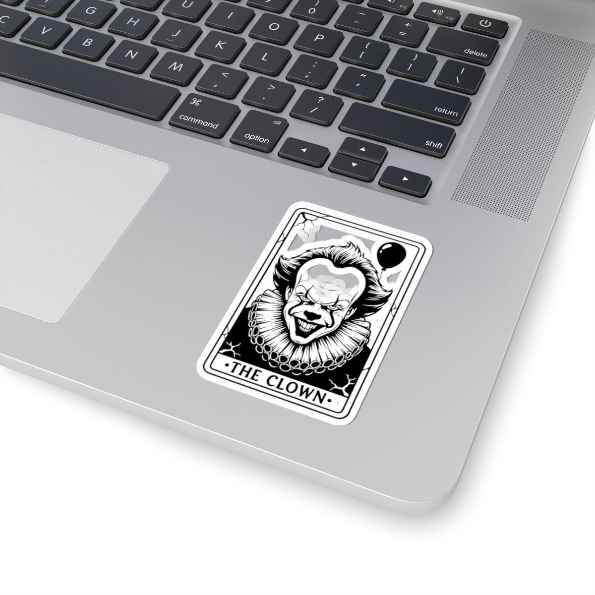 Horror Clown Kiss-Cut Sticker — “The Clown” Tarot Card Design