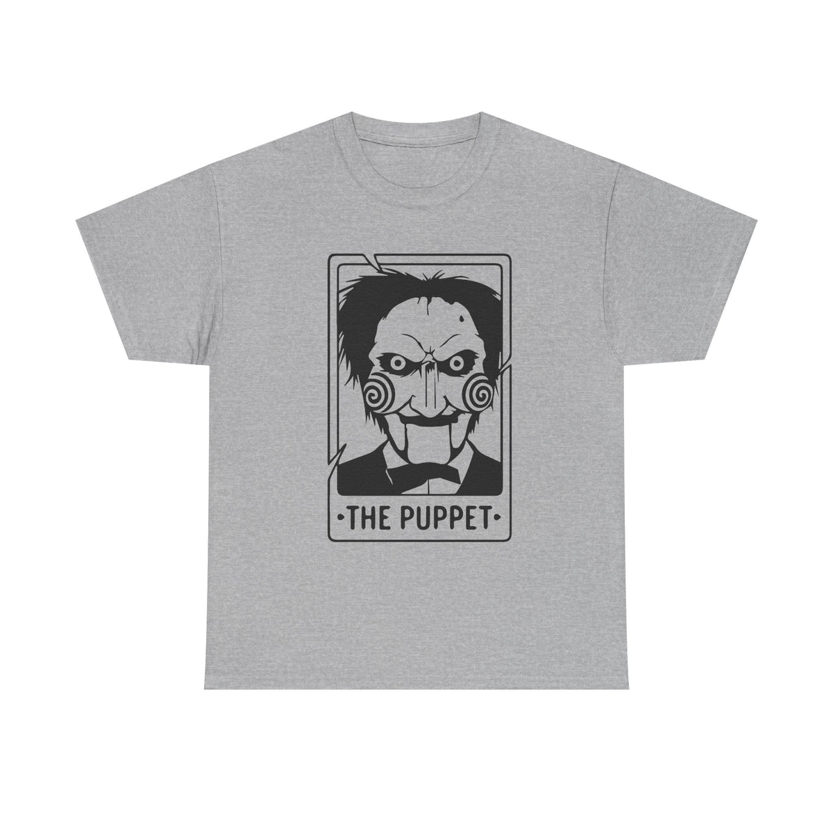 Horror Puppet Graphic Tee — "The Puppet" Vintage Creepy Mask T‑Shirt
