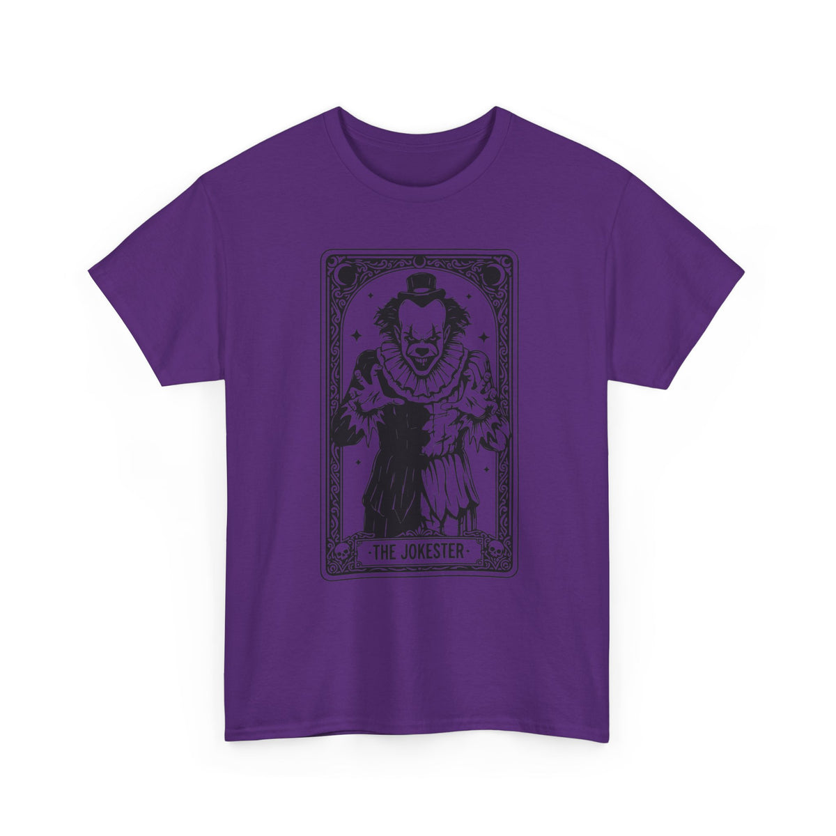 The Jokester Tarot Tee — Vintage Black & White Clown Graphic T‑Shirt