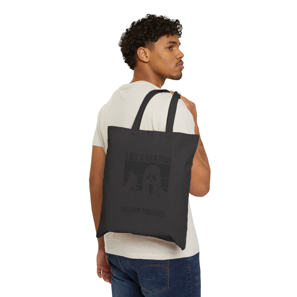 Tote Bag — "Let's Watch Scary Movies" Halloween Canvas Tote